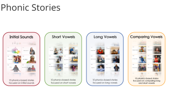the image shows the four sets of phonic stories