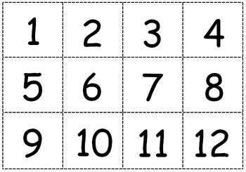 cards with numbers 1 through 12