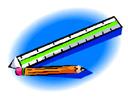Cartoon ruler and pencil