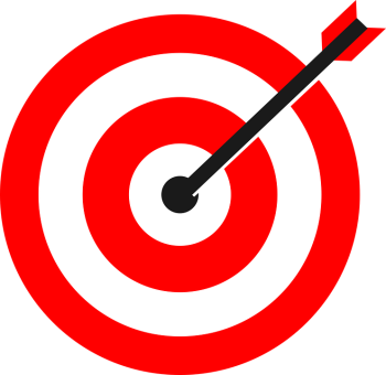 red and white target with an arrow in the middle