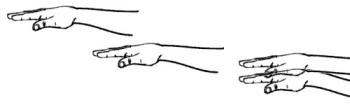 line drawing of four wrists and hands