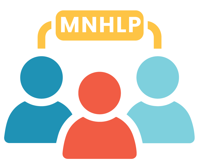 Three person silhouettes with with an MNHLP sits over them.